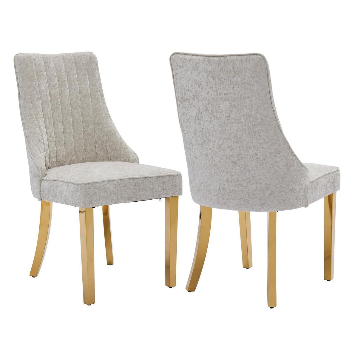 Bequeme Esszimmerstühle 2er-Set, Beige mit Goldbeinen