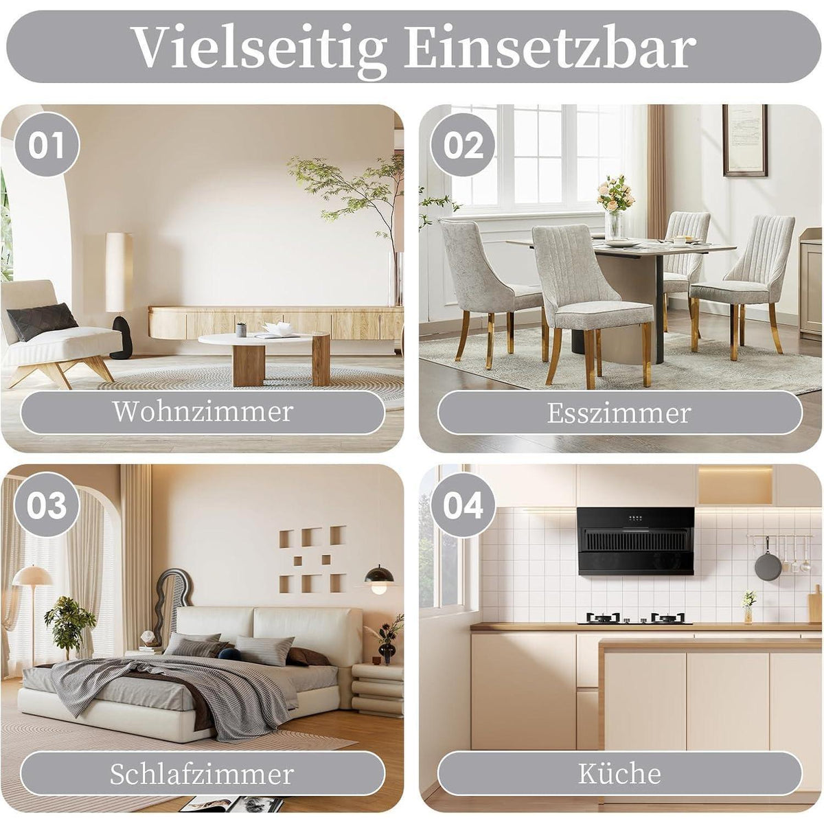 Bequeme Esszimmerstühle 2er-Set, Beige mit Goldbeinen