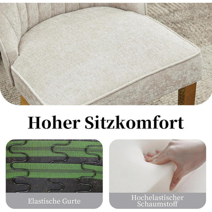 Bequeme Esszimmerstühle 4er Set mit Stoffbezug & Goldbeinen