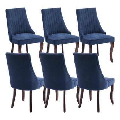 Esszimmerstühle Set 6 Blau, Bequeme Polsterstühle mit Holzbeinen