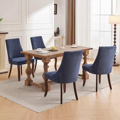 Esszimmerstühle Set 6 Blau, Bequeme Polsterstühle mit Holzbeinen