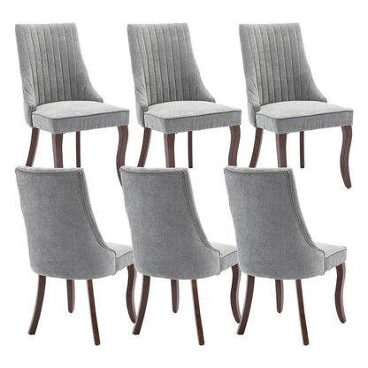 Esszimmerstühle Grau 6er Set, Bequeme Polsterstühle mit Holzbeinen