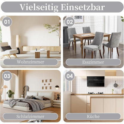 Esszimmerstühle Grau 6er Set, Bequeme Polsterstühle mit Holzbeinen