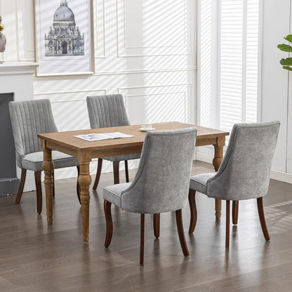 Esszimmerstühle Grau 6er Set, Bequeme Polsterstühle mit Holzbeinen