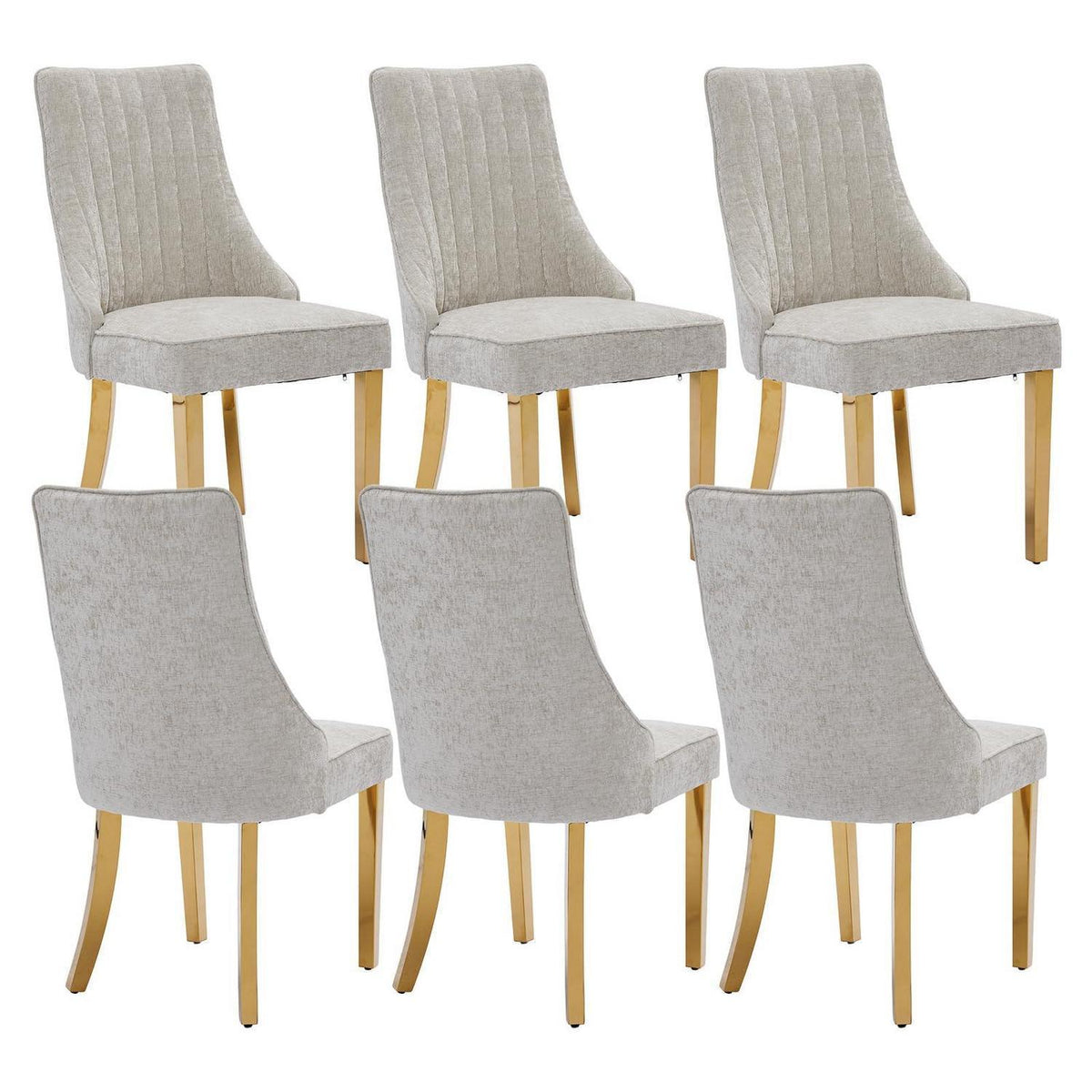 Esszimmerstühle 6er Set, Beige, Goldene Edelstahlbeine