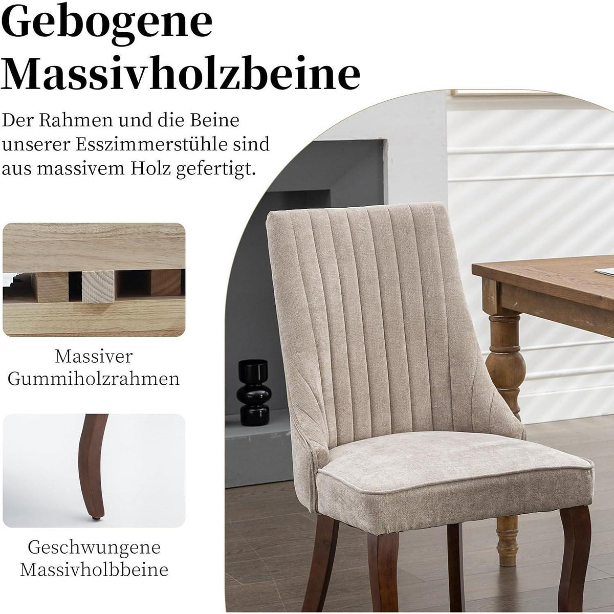 Esszimmerstühle Set 4er – Bequeme Polsterstühle Beige