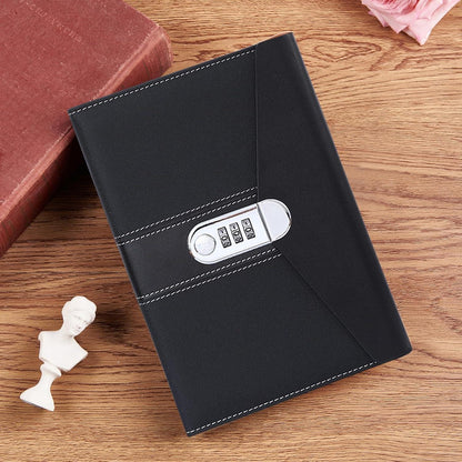 Tagebuch mit Schloss – A5 Notizbuch in Lederoptik, Schwarz