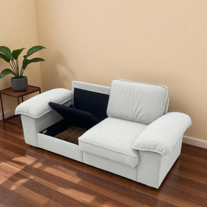 2-Sitzer Couch mit Stauraum & Velvet – Beige