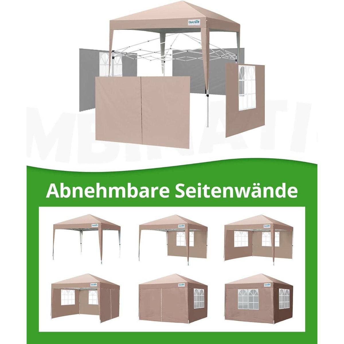 Faltpavillon 2x2m wasserdicht mit Seitenwänden & UV-Schutz