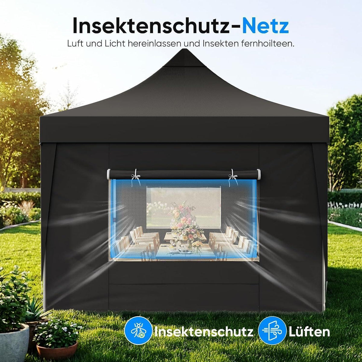 Faltpavillon 3x6m wasserdicht – Partyzelt mit Seitenwänden