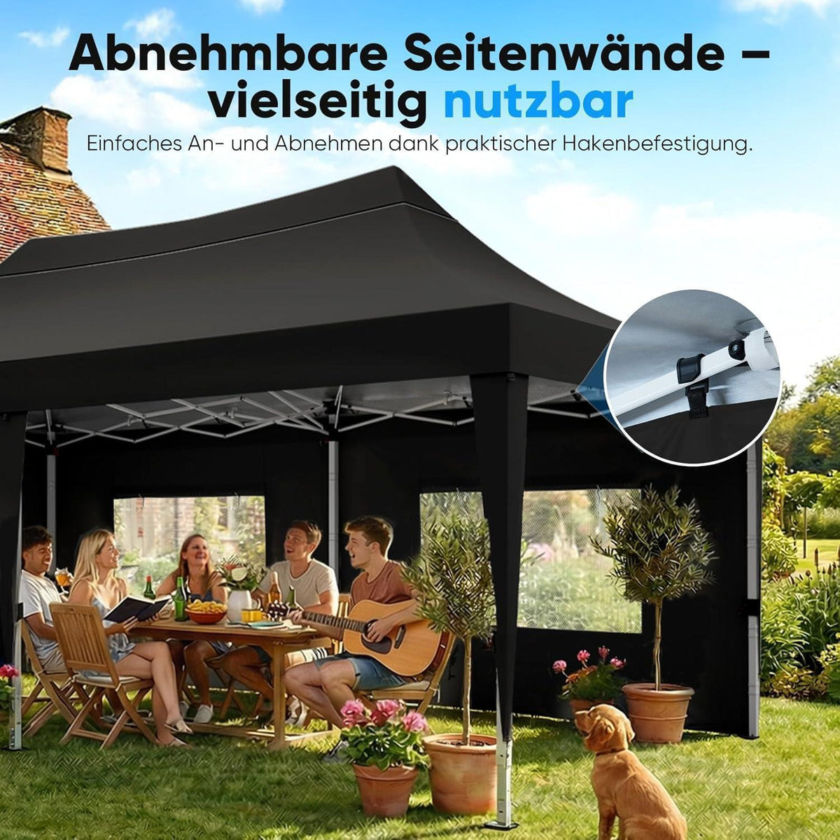 Faltpavillon 3x6m wasserdicht – Partyzelt mit Seitenwänden
