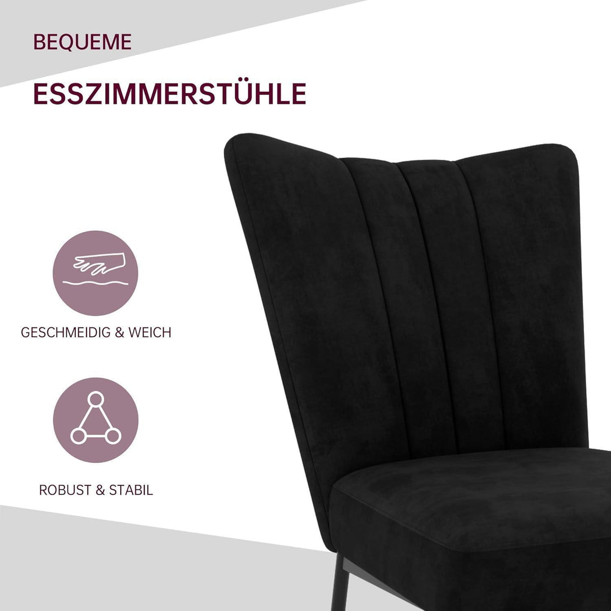 Samt Esszimmerstühle Set 2 - Modern & Komfortabel