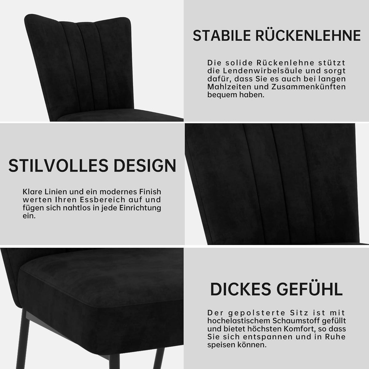 Samt Esszimmerstühle Set 2 - Modern & Komfortabel