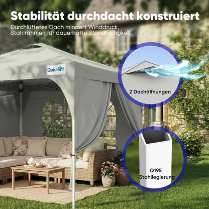 Faltpavillon 3x3m wasserdicht mit Seitenwänden & UV-Schutz