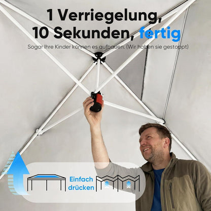 Faltpavillon 3x6m mit Seitenwänden & UV-Schutz – Blau