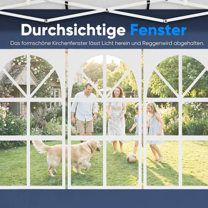 Faltpavillon 3x6m mit Seitenwänden & UV-Schutz – Blau