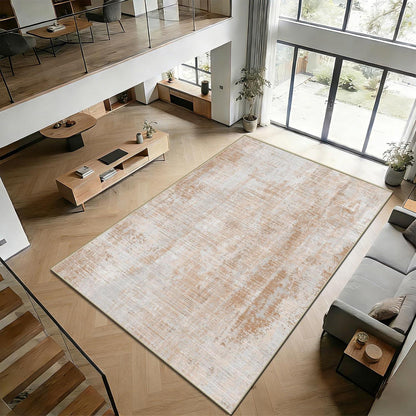 Großer Vintage Teppich 200x300cm – Hellbraun, Abstrakt & Waschbar