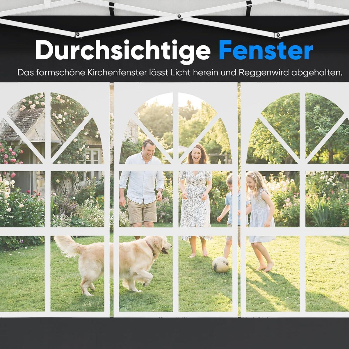 Faltpavillon 3x6m mit Seitenwänden & UV-Schutz