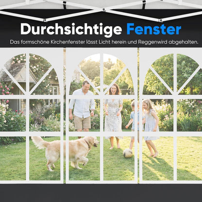 Faltpavillon 3x6m mit Seitenwänden & UV-Schutz