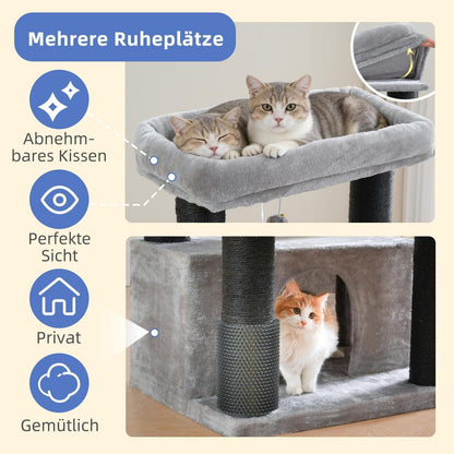 Kratzbaum für große Katzen – Sisal 8cm, Hellgrau