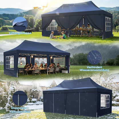 Faltpavillon 3x6m wasserdicht – Partyzelt mit Seitenwänden