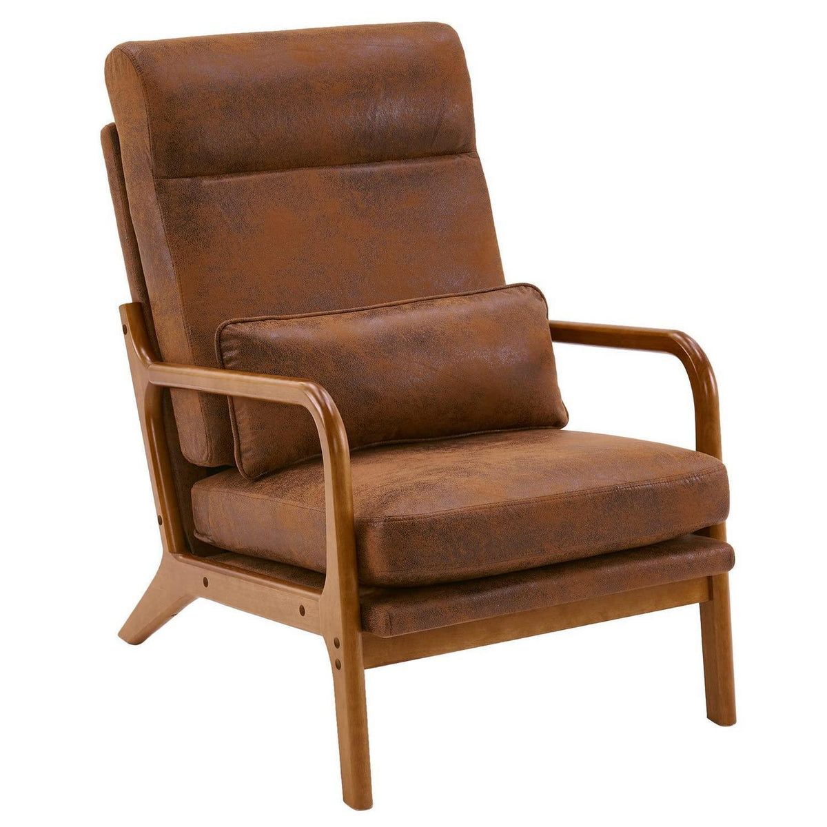 Loungesessel Braun – Bequemer Lesesessel mit Massivholzrahmen