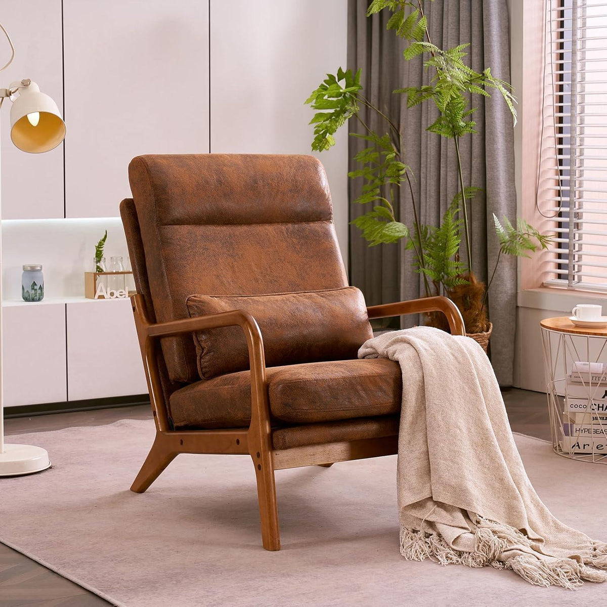 Loungesessel Braun – Bequemer Lesesessel mit Massivholzrahmen