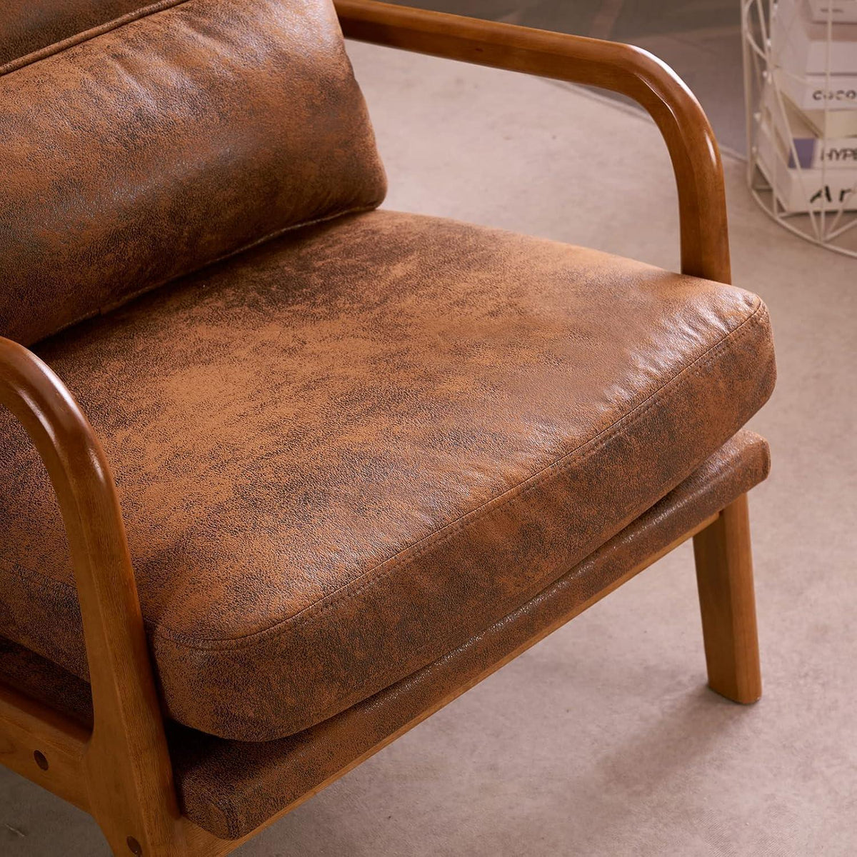 Loungesessel Braun – Bequemer Lesesessel mit Massivholzrahmen