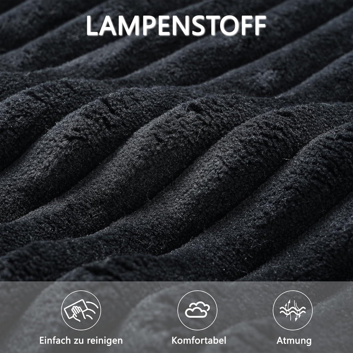 Modernes 3-Sitzer Sofa mit Liegefunktion & Kissen (Schwarz)