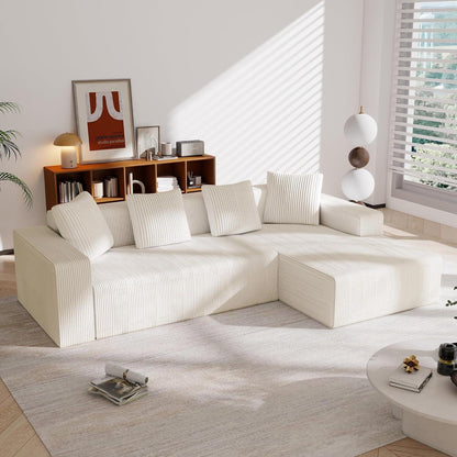 Modernes 3-Sitzer Sofa mit Liegefunktion & Kissen (Weiß)