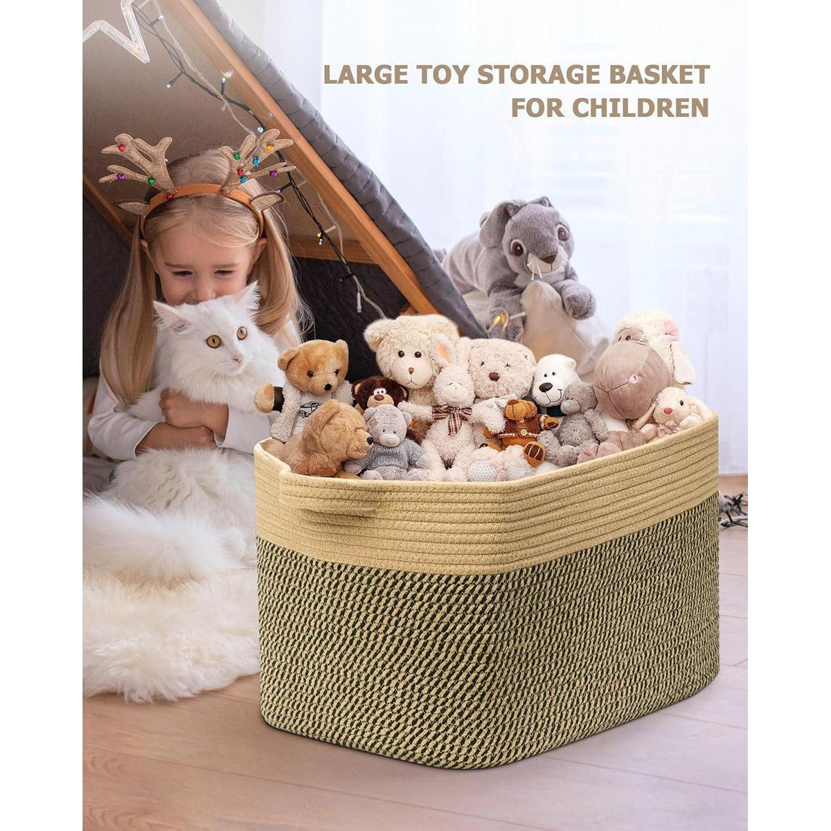 Faltbarer Wäschekorb 63L – Baumwolle & Jute, 2er Set