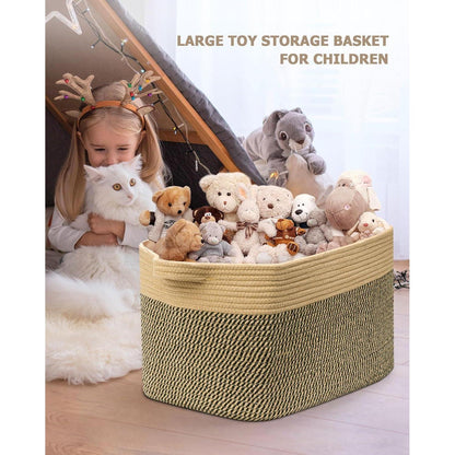 Faltbarer Wäschekorb 63L – Baumwolle & Jute, 2er Set