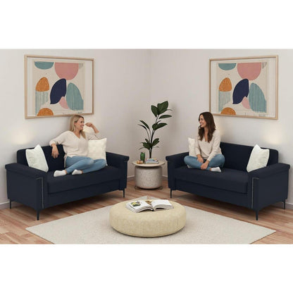 2-Sitzer Sofa Schwarz – Modernes Leinen-Couch für kleine Räume