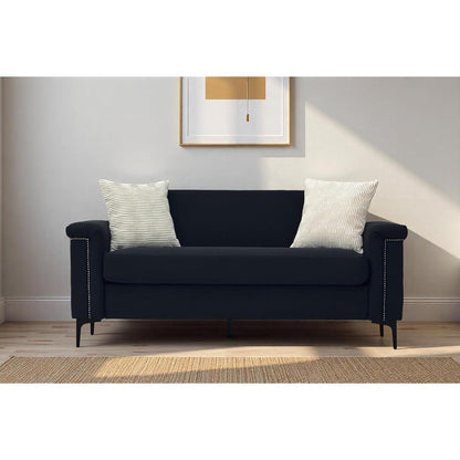 2-Sitzer Sofa Schwarz – Modernes Leinen-Couch für kleine Räume