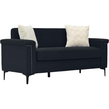 2-Sitzer Sofa Schwarz – Modernes Leinen-Couch für kleine Räume