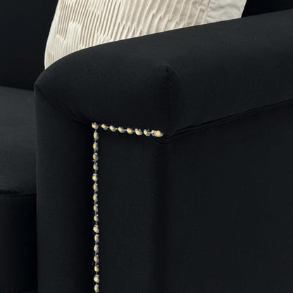 2-Sitzer Sofa Schwarz – Modernes Leinen-Couch für kleine Räume