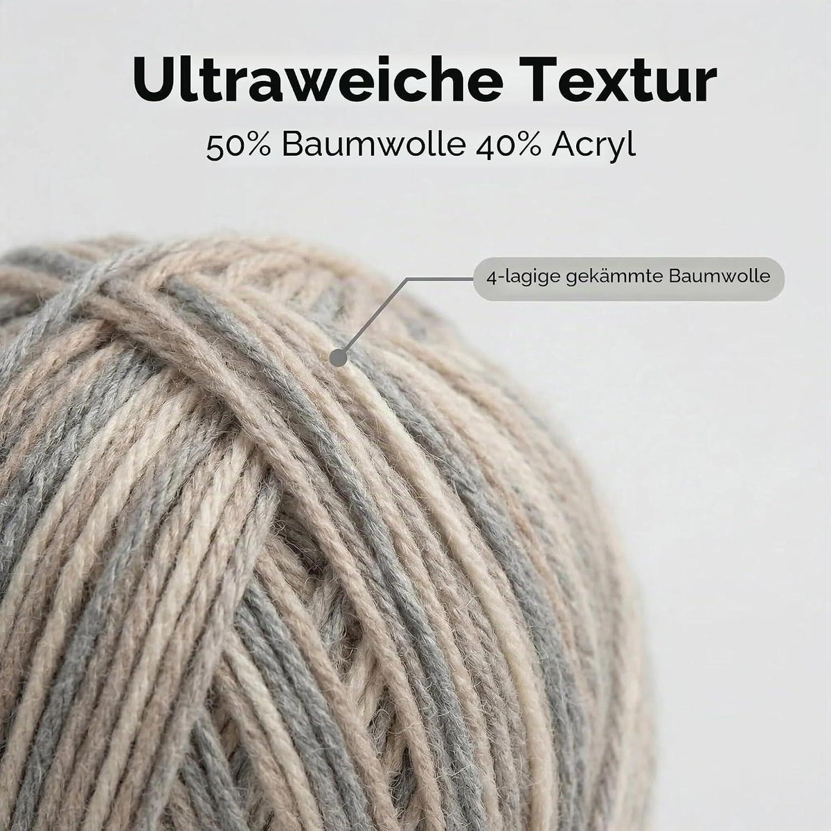 300g Häkelgarn Farbverlauf Braun – Starterset mit Nadel & Zubehör