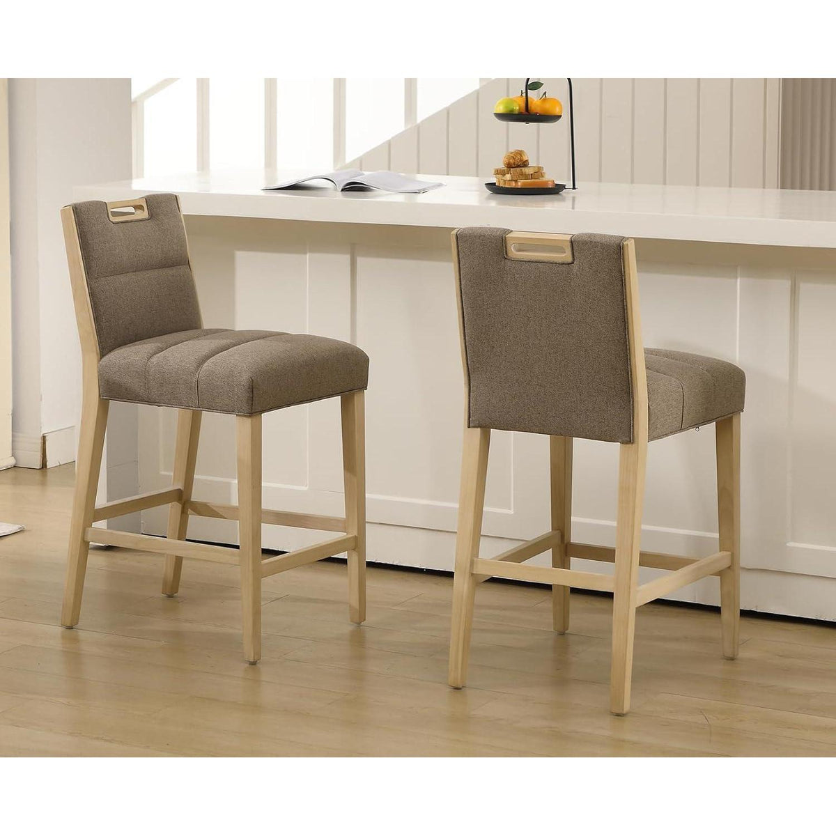 Barhocker 2er Set Leinen Braun – Komfortable Küchenhocker
