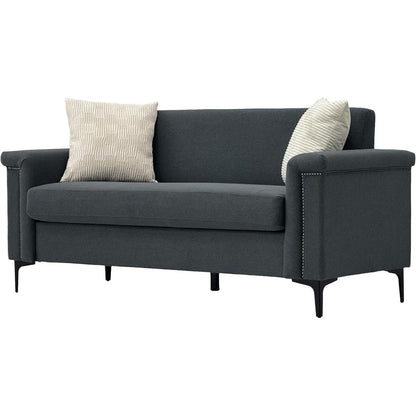 Kleine 2-Sitzer Couch Dunkelgrau – Modernes Leinen Sofa