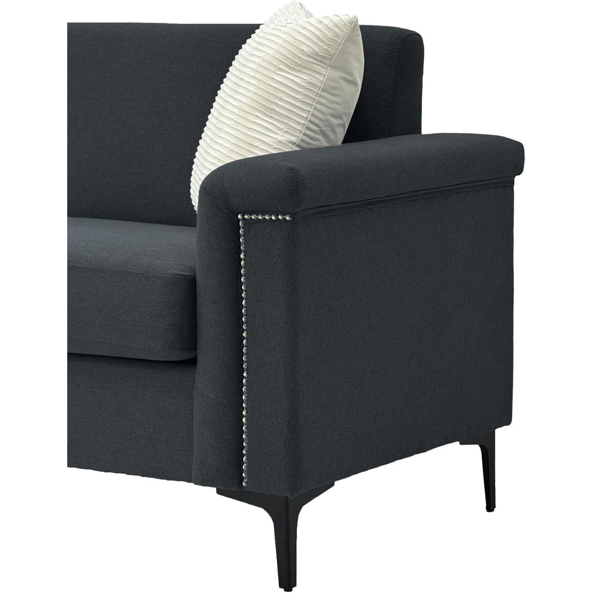 Kleine 2-Sitzer Couch Dunkelgrau – Modernes Leinen Sofa