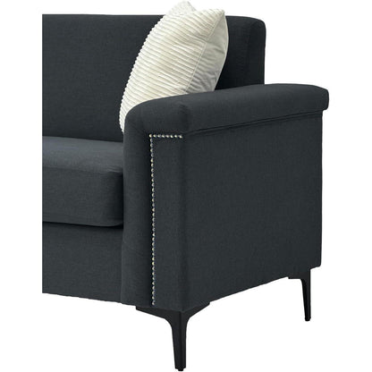 Kleine 2-Sitzer Couch Dunkelgrau – Modernes Leinen Sofa