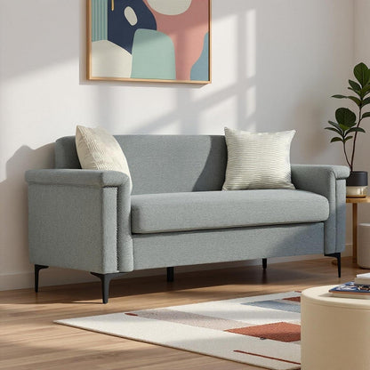 2-Sitzer Sofa Leinen Grau – Modern & Platzsparend