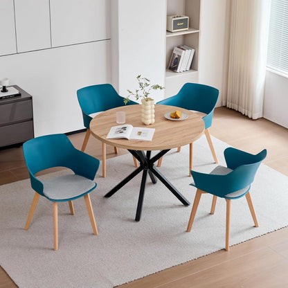 6 Esszimmerstühle mit Armlehne, Massivholz, Blau