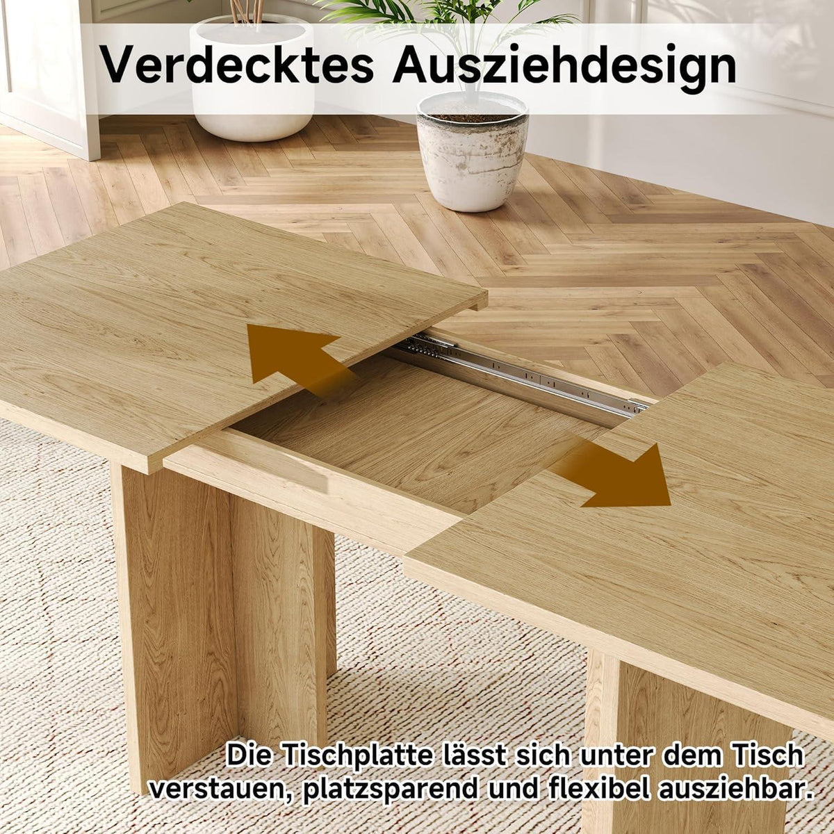 Ausziehbarer Esstisch Eiche Optik 140-180 cm