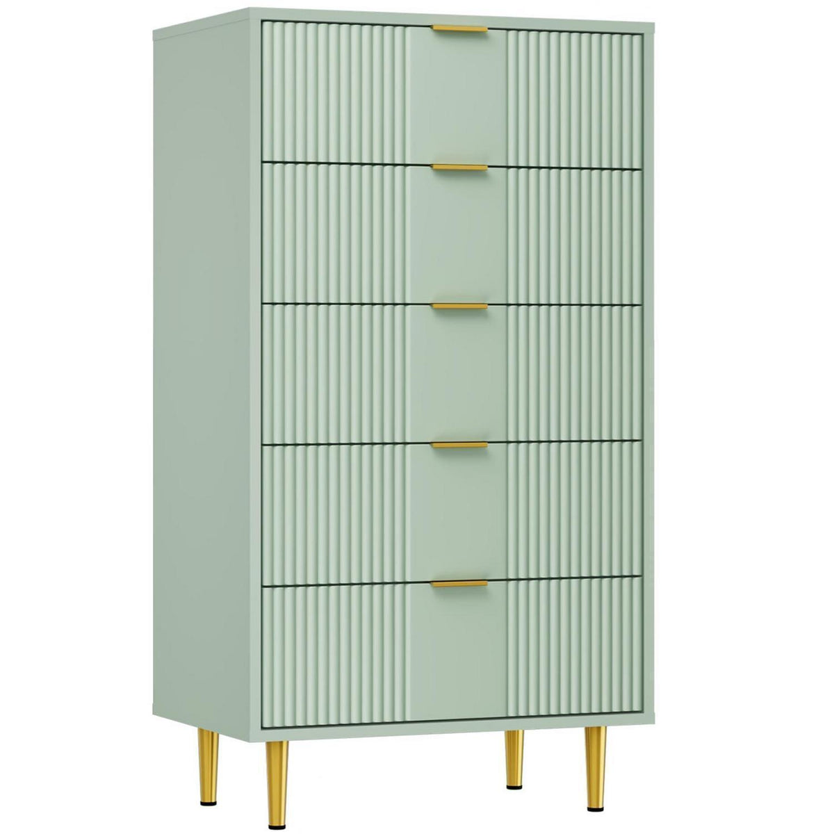 Kommode mit 5 Schubladen – Olivgrün, 60x40x112 cm