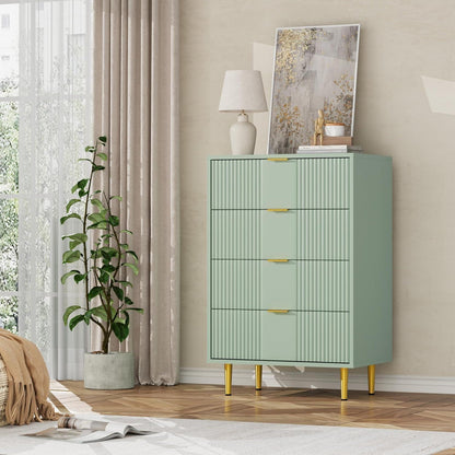 Kommode mit 4 Schubladen, Olivgrün – Schlafzimmer & Wohnzimmer