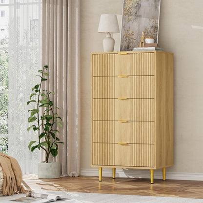 Kommode mit 5 Schubladen | Eiche | 60x40x112 cm