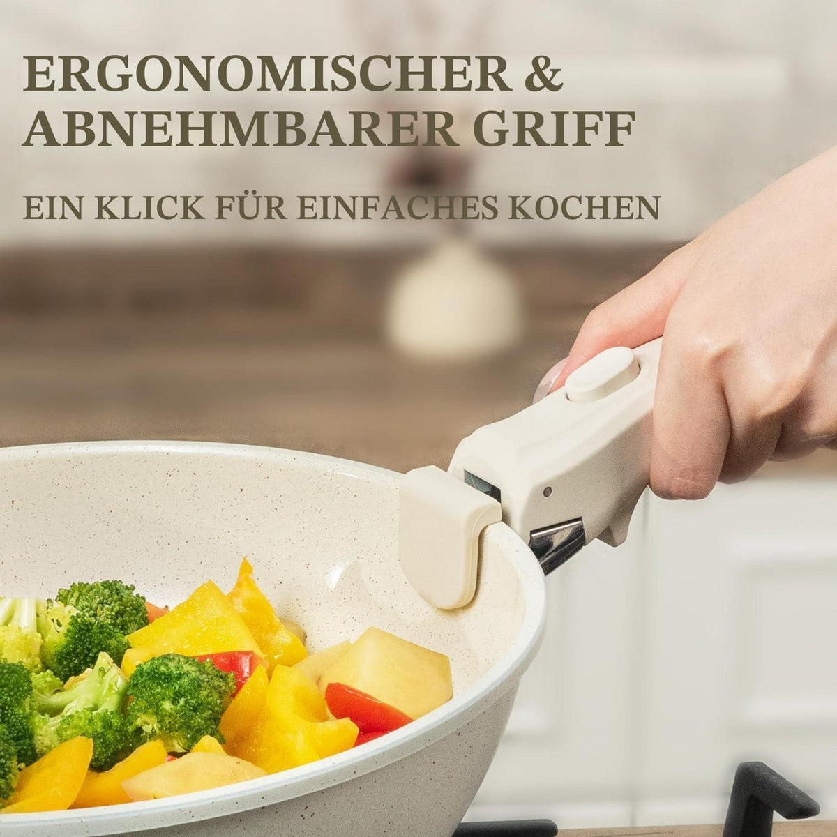 23-teiliges Keramik Topfset Antihaft – Beige, Ofenfest & Stapelbar