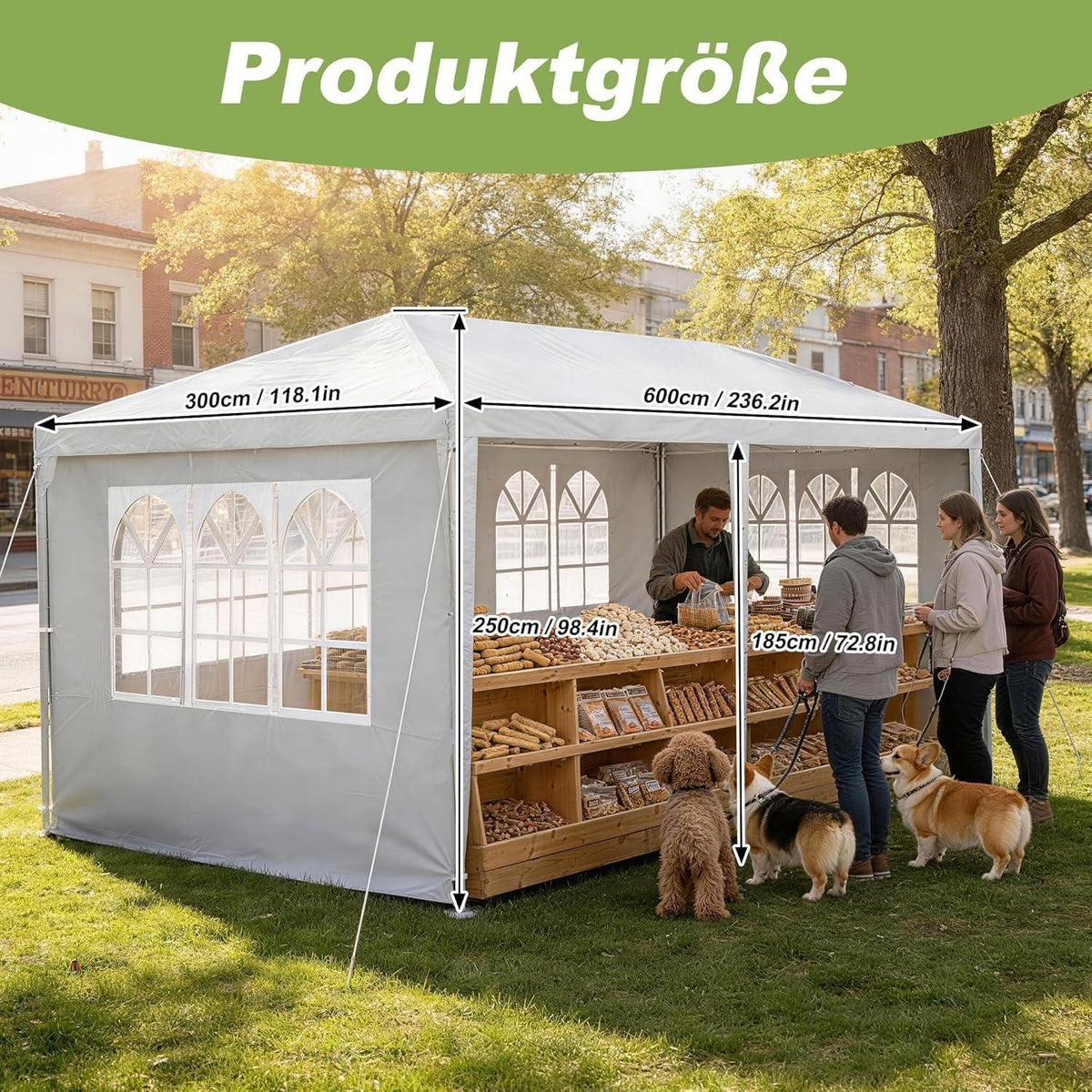 Wasserdichter Faltpavillon 3x6m – Partyzelt für Garten & Events