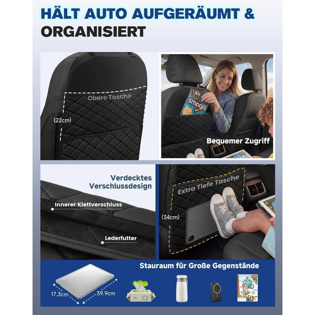 Auto Rückenlehnenschutz 2er-Set – Pflegeleicht & Ordentlich